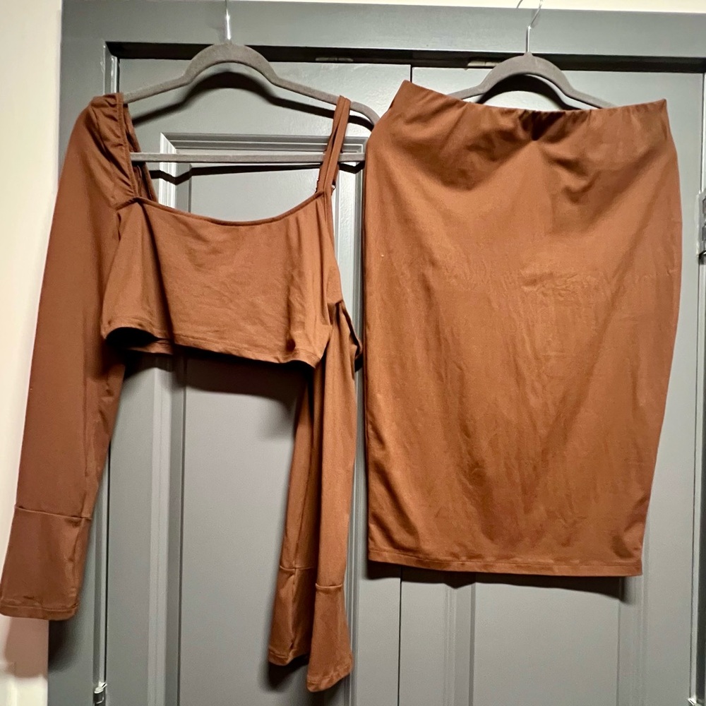 Brown Women's Skirt Set